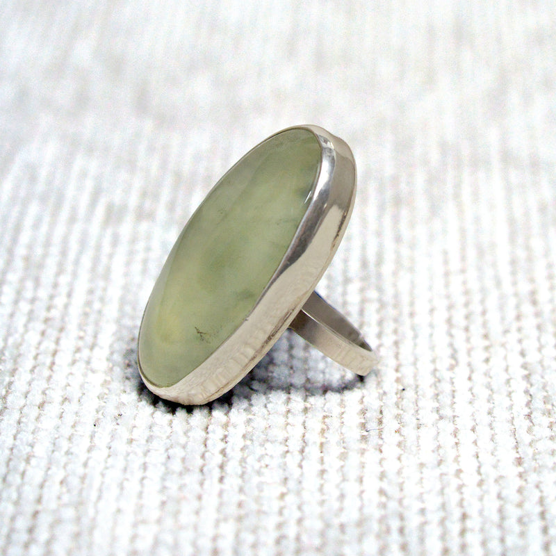 Handmade Silver & Prehnite Ring 11