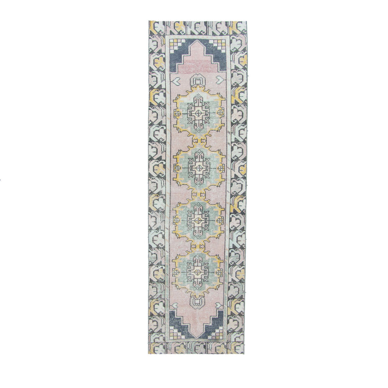 6949 Handwoven Pink and Blue Vintage Rug 2’9x9’2