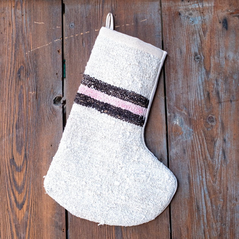 No. 318 Christmas Vintage Hemp Stocking One-of-a-Kind