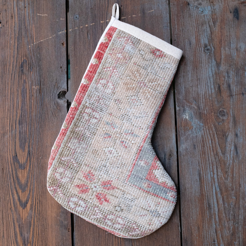 No. 278 Christmas Vintage Rug Stocking One-of-a-Kind