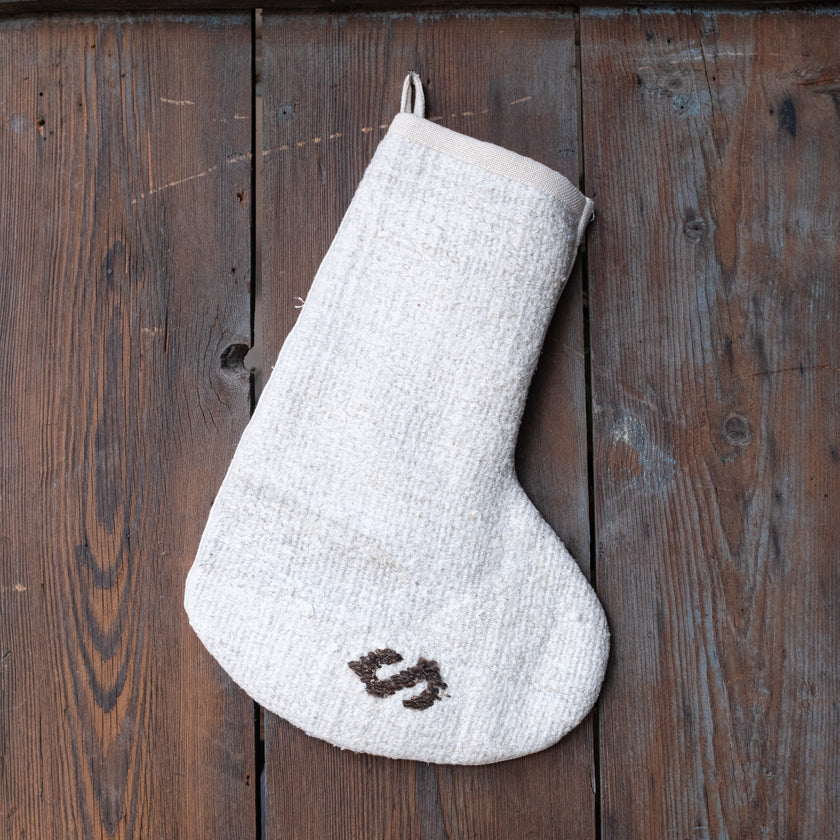 No. 314 Christmas Vintage Hemp Stocking One-of-a-Kind