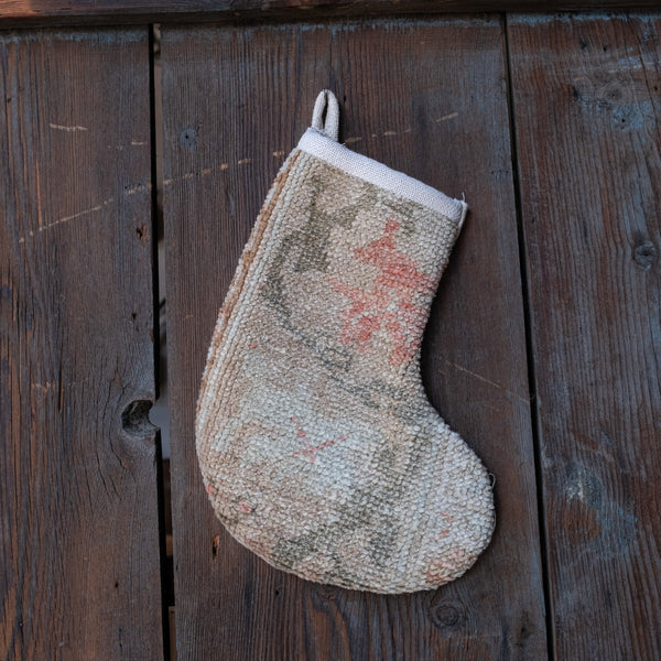 No. 344 Mini Size Christmas Vintage Rug Stocking One-of-a-Kind