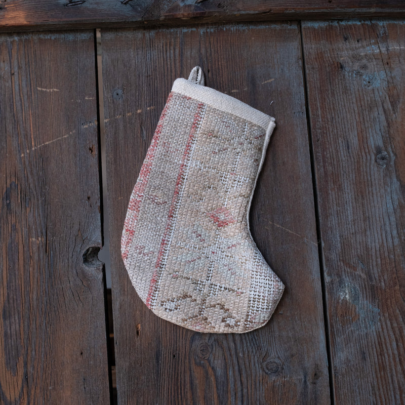 No. 366 Mini Size Christmas Vintage Rug Stocking One-of-a-Kind