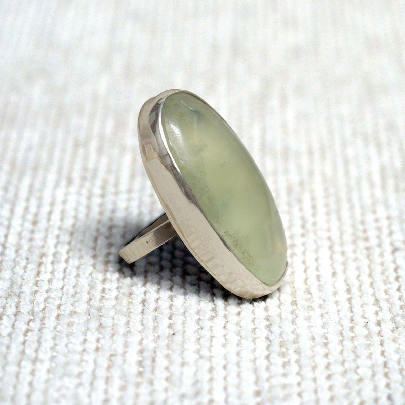 Handmade Silver & Prehnite Ring 11