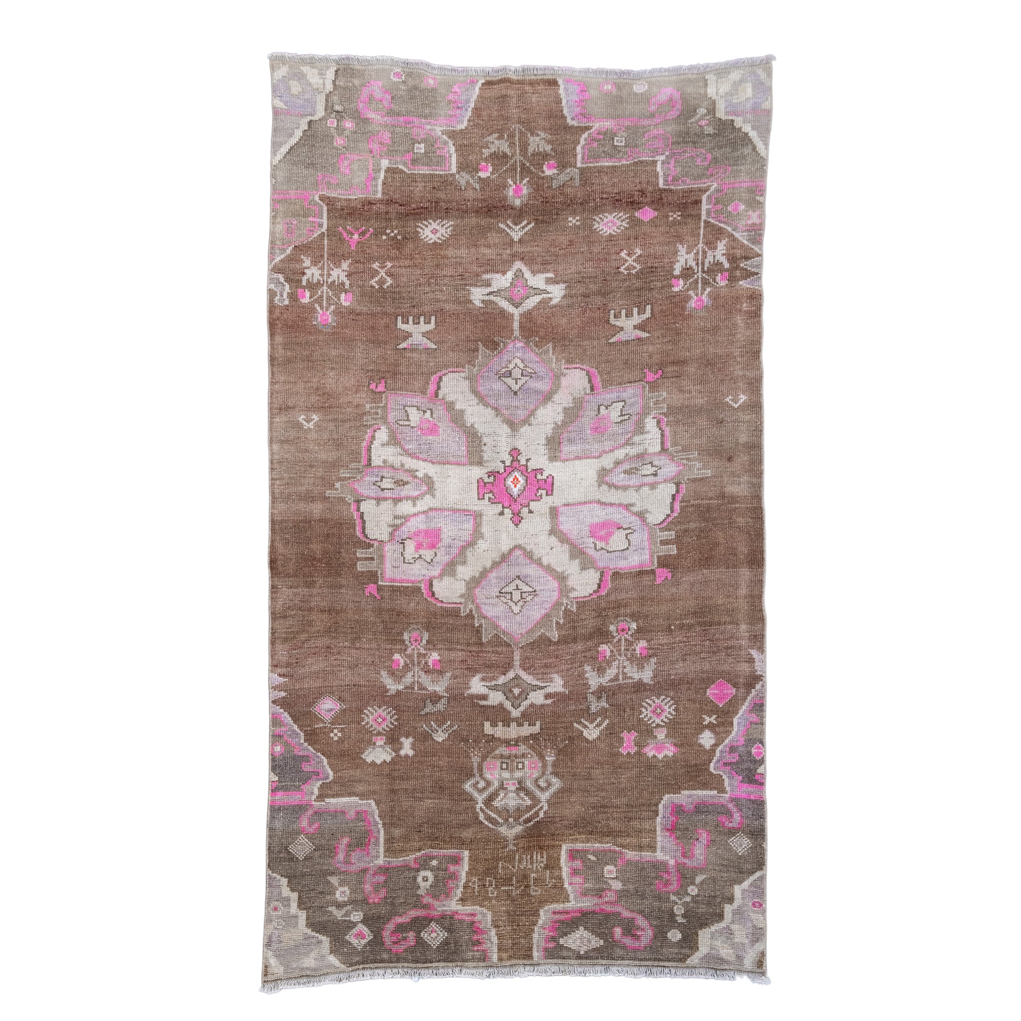 140.5×225\"Sugar plum”ViNTAGE TURKiSH RUG Vintage Turkish Mini Rug 1.6'x3' - No. 671 – Velvet & Shag