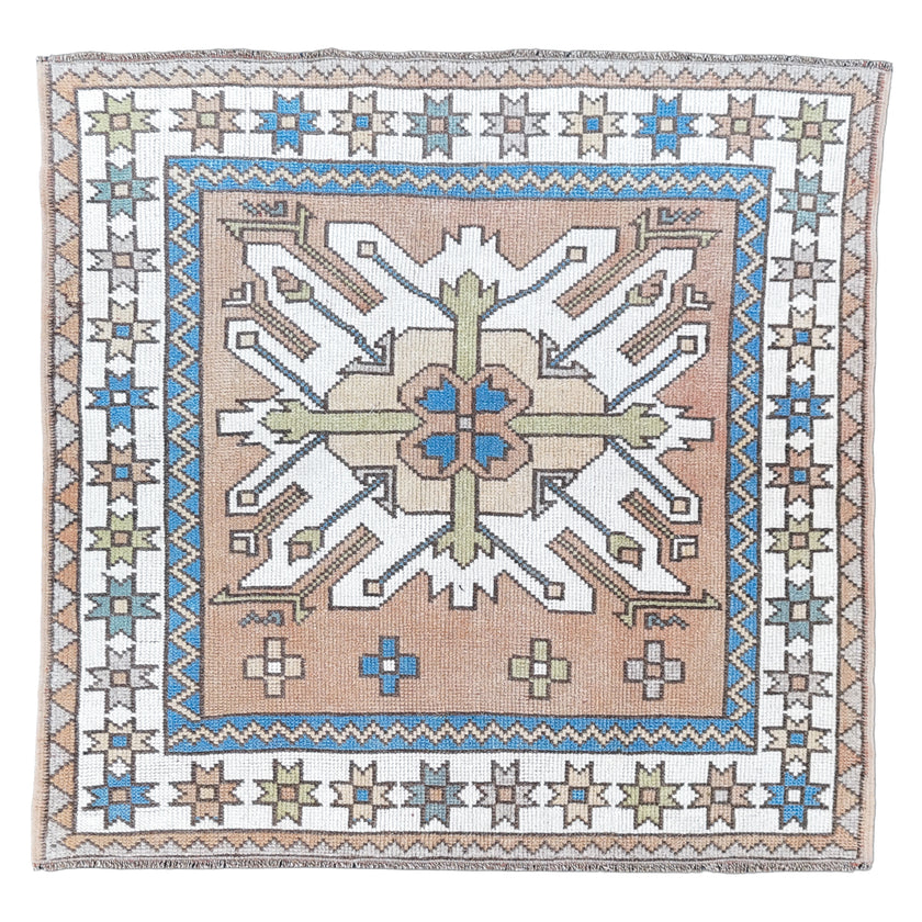 Z862 Handwoven Vintage Rug 3’7 x 3’7