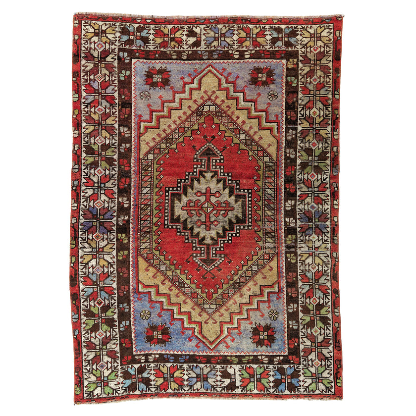 Z952 Handwoven Vintage Rug 3'3 x 4’6