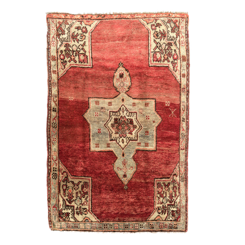 Z963 Handwoven Vintage Rug 4'3 x 6’5