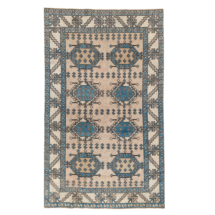 Z977 Handwoven Vintage Rug 4'8 x 7’8