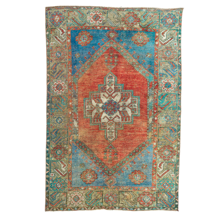 Z985 Handwoven Vintage Rug 3'7 x 5’6