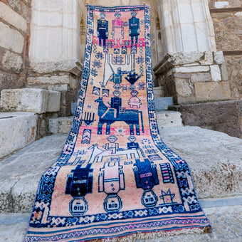3575 Handwoven Vintage Rug 3'6x10'9