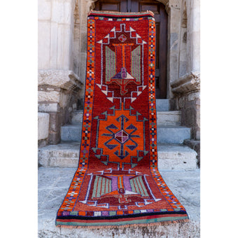 5082 Handwoven Vintage Rug 3'3x11'5