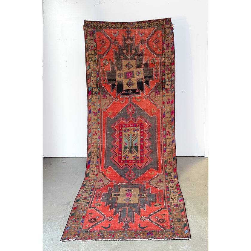 56785 Handwoven Vintage Rug 4'1x11'1